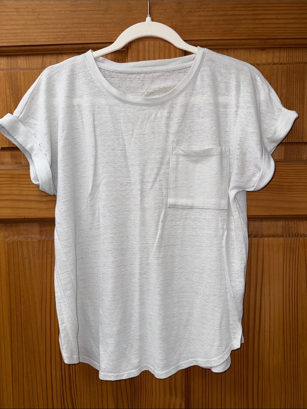 A New Day - Women's White Pocket Crewneck Tee